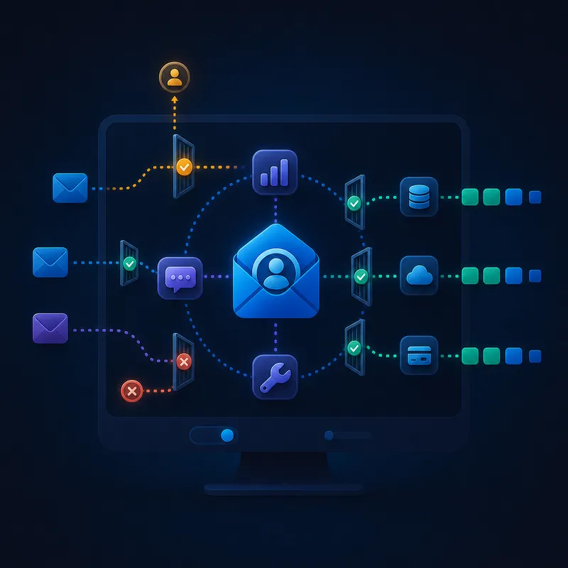 Agent work passes through DataInbox context, policy gates, approvals, and traceable outcomes
