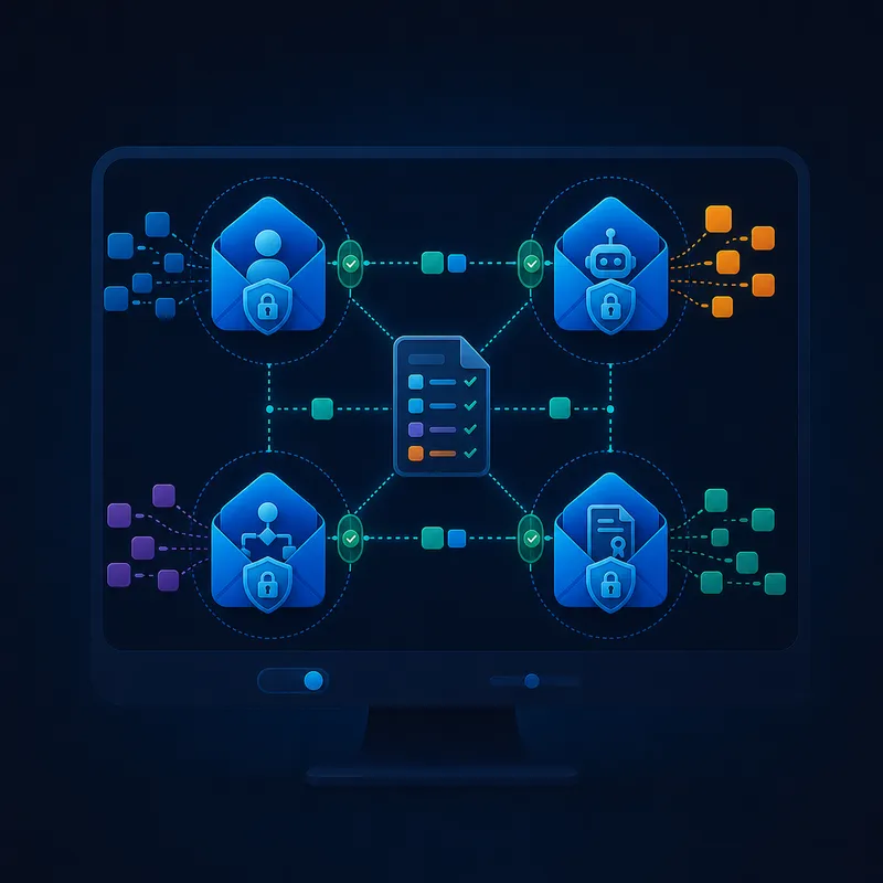 Separate DataInbox policy boundaries contribute permitted context to a shared dossier